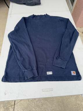 Carhartt Relaxed Fit Mock Neck Long Sleeve Shirt Navy Blue Size Large